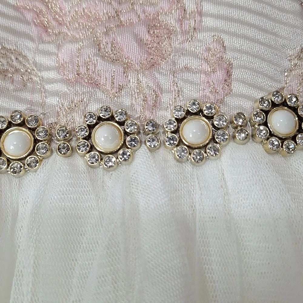 American Princess White and Pink Floral Dress